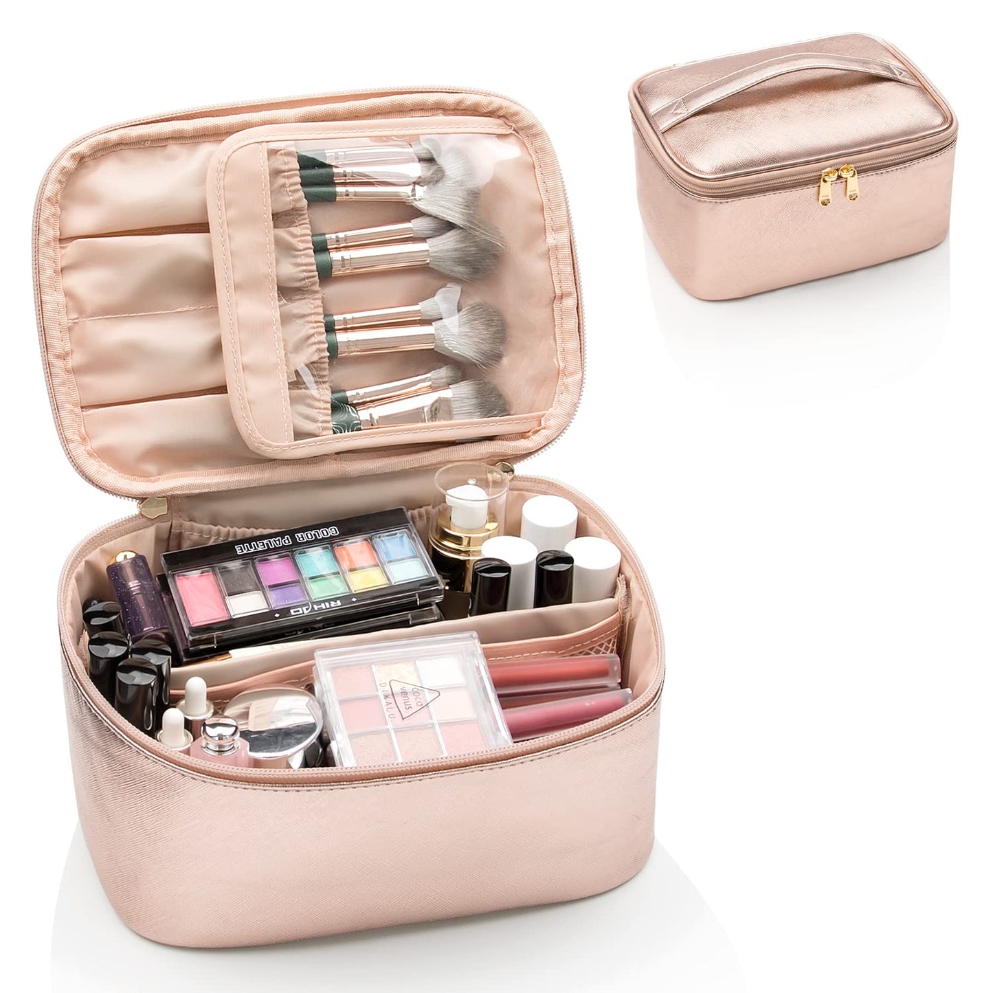 Travel-Friendly Makeup Organizer with Adjustable Dividers