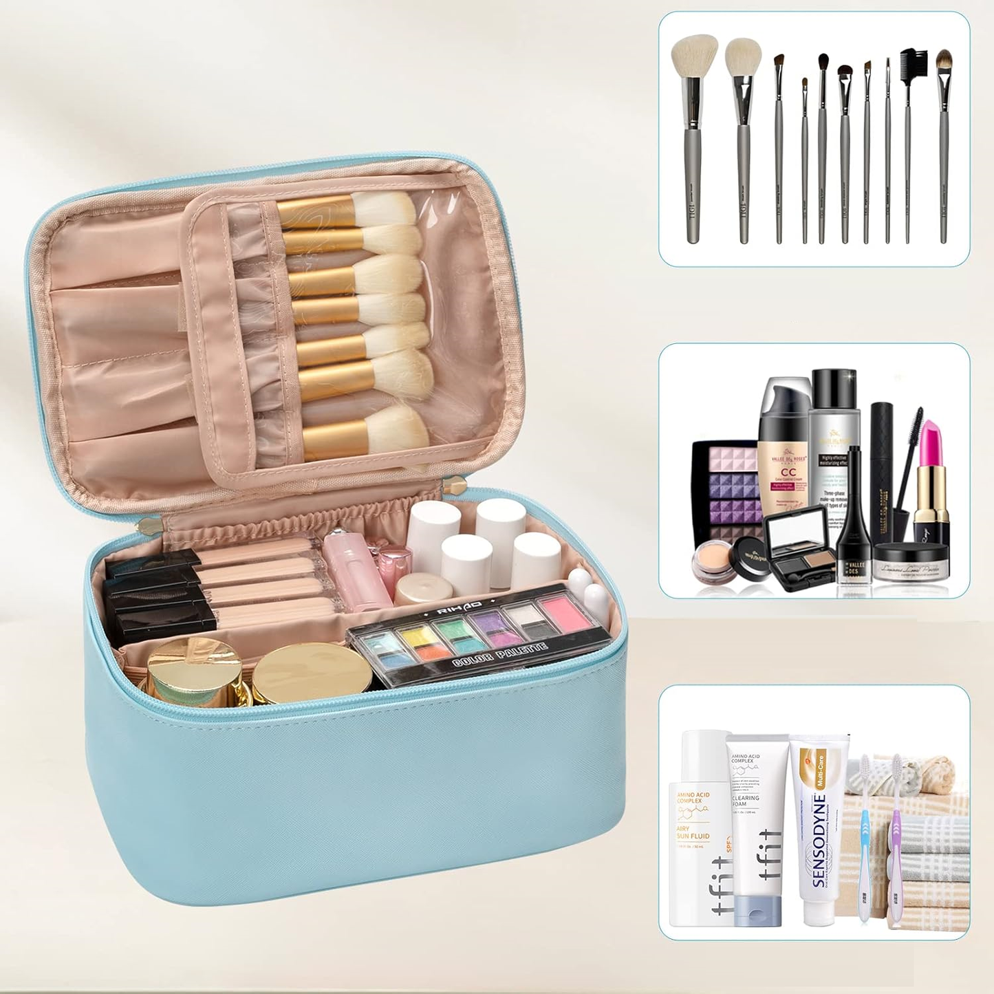 Travel-Friendly Makeup Organizer with Adjustable Dividers