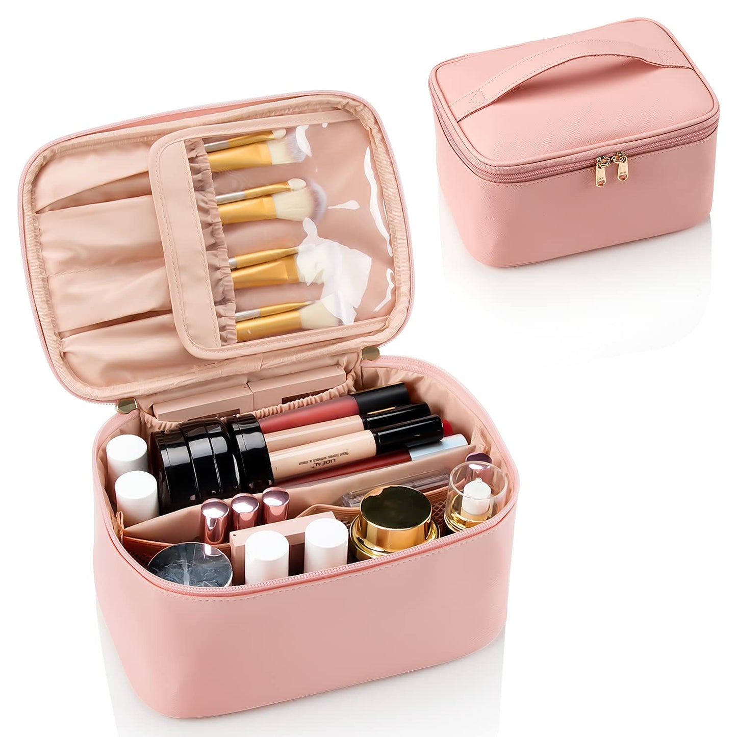 Travel-Friendly Makeup Organizer with Adjustable Dividers
