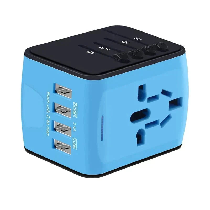 Universal Travel Adapter for 5 Devices with Fast Charging and Worldwide Compatibility