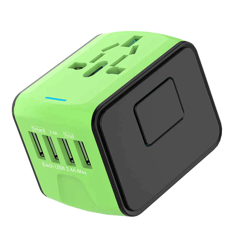 Universal Travel Adapter for 5 Devices with Fast Charging and Worldwide Compatibility