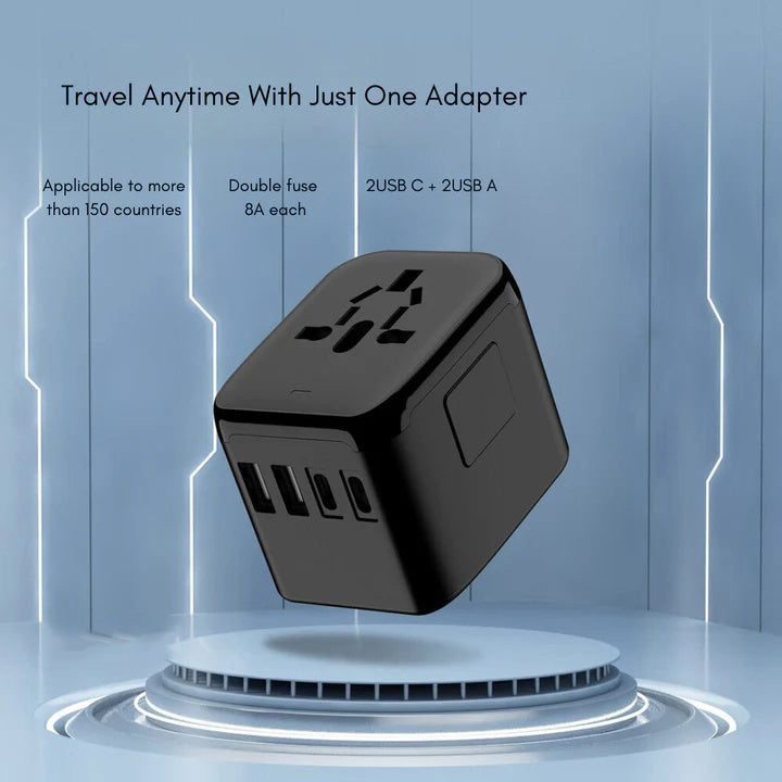 Universal Travel Adapter for 5 Devices with Fast Charging and Worldwide Compatibility