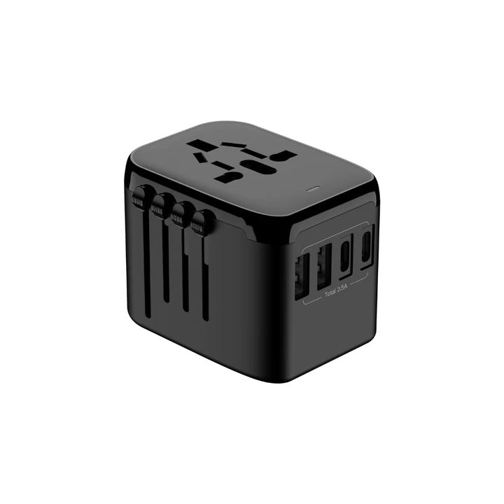 Universal Travel Adapter for 5 Devices with Fast Charging and Worldwide Compatibility