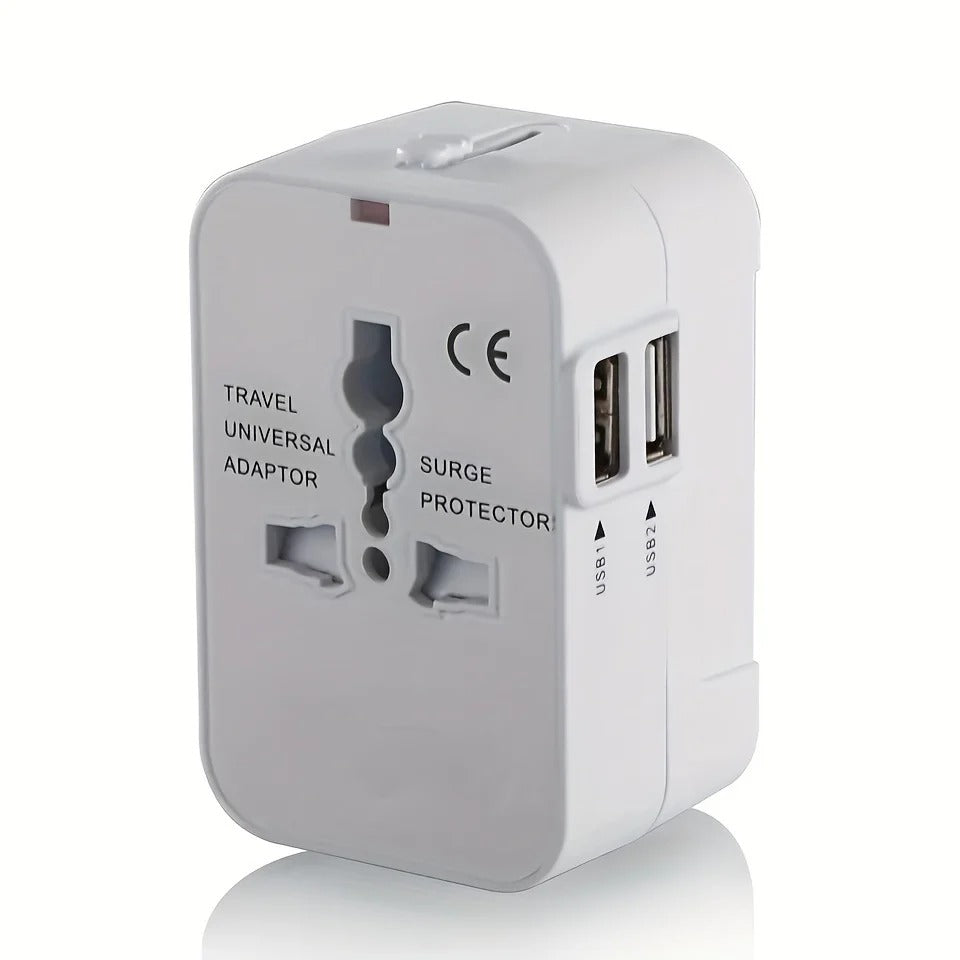 Global Travel Adapter with Dual USB Charging Ports