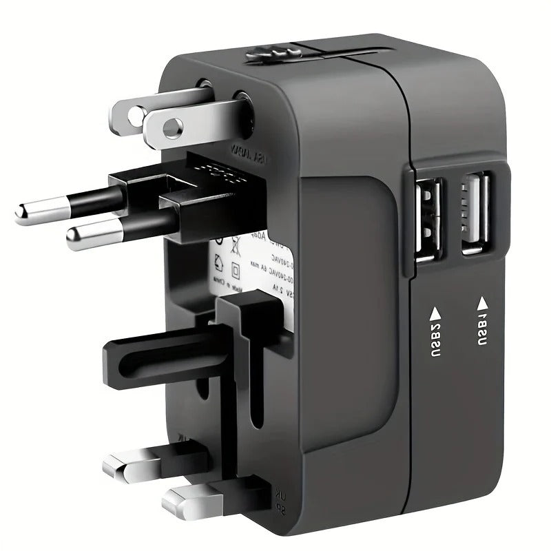 Global Travel Adapter with Dual USB Charging Ports