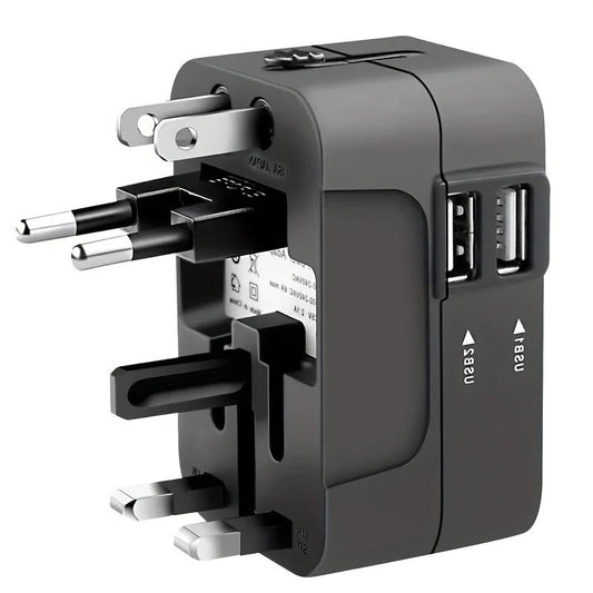 Global Travel Adapter with Dual USB Charging Ports