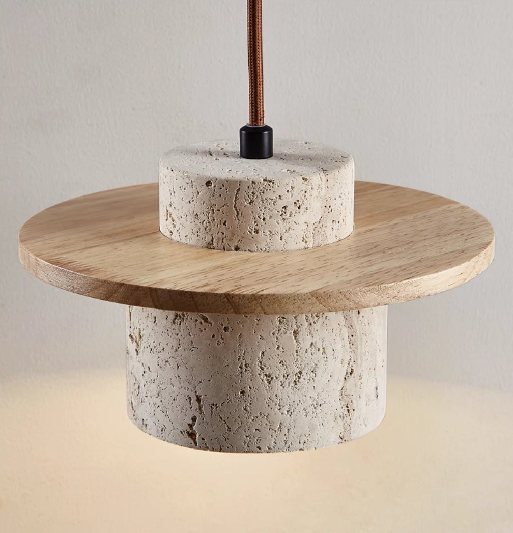 Travertine Stone Pendant Light with Matte Finish
