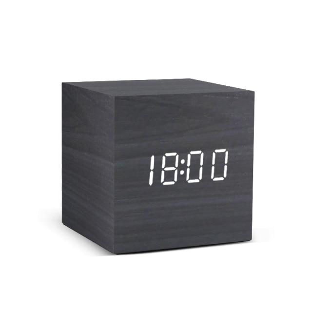 Wooden Minimalist LED Alarm Clock with Temperature and Humidity Display