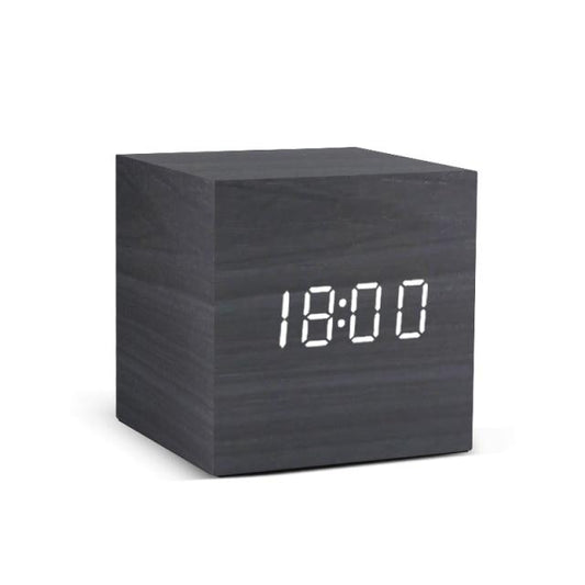 Wooden Minimalist LED Alarm Clock with Temperature and Humidity Display