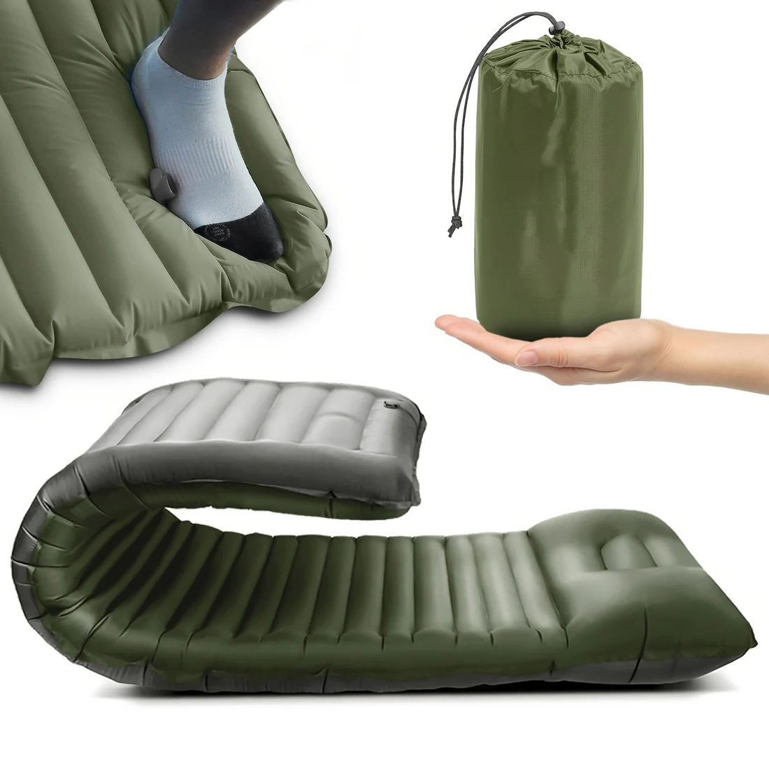Portable Air Mattress with Foot Pump for Camping and Outdoor Comfort