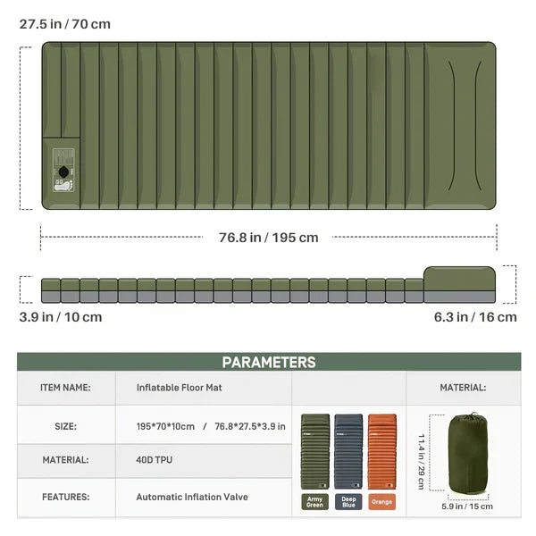 Portable Air Mattress with Foot Pump for Camping and Outdoor Comfort