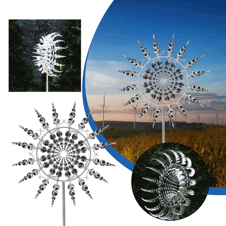 Metal Windmill Garden Decoration with Dual-Wind Movement