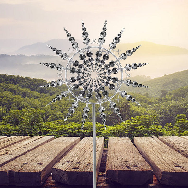 Metal Windmill Garden Decoration with Dual-Wind Movement