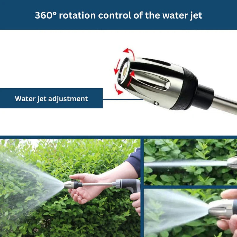 High-Pressure Garden Hose Nozzle with 360° Rotating Spray