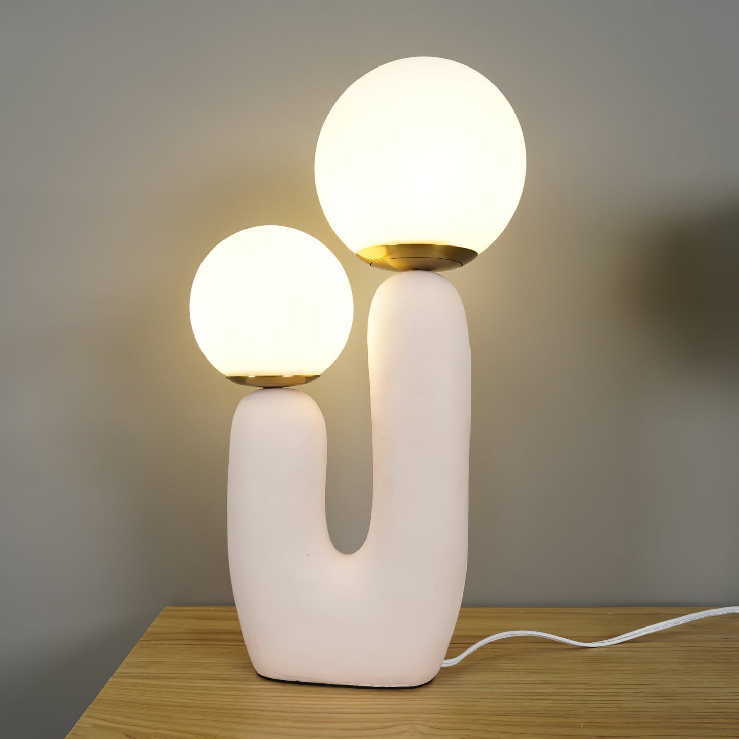 Contemporary Resin and Glass Table Lamp with Natural Accent