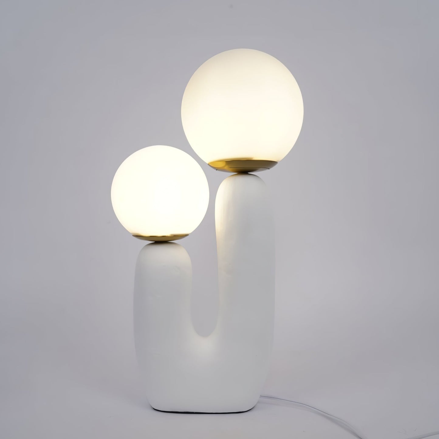 Contemporary Resin and Glass Table Lamp with Natural Accent