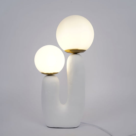 Contemporary Resin and Glass Table Lamp with Natural Accent