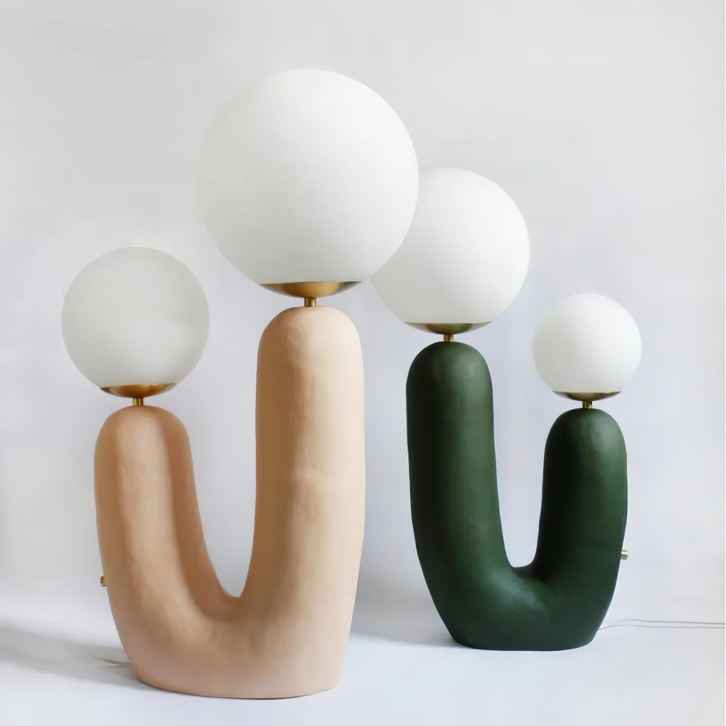 Contemporary Resin and Glass Table Lamp with Natural Accent