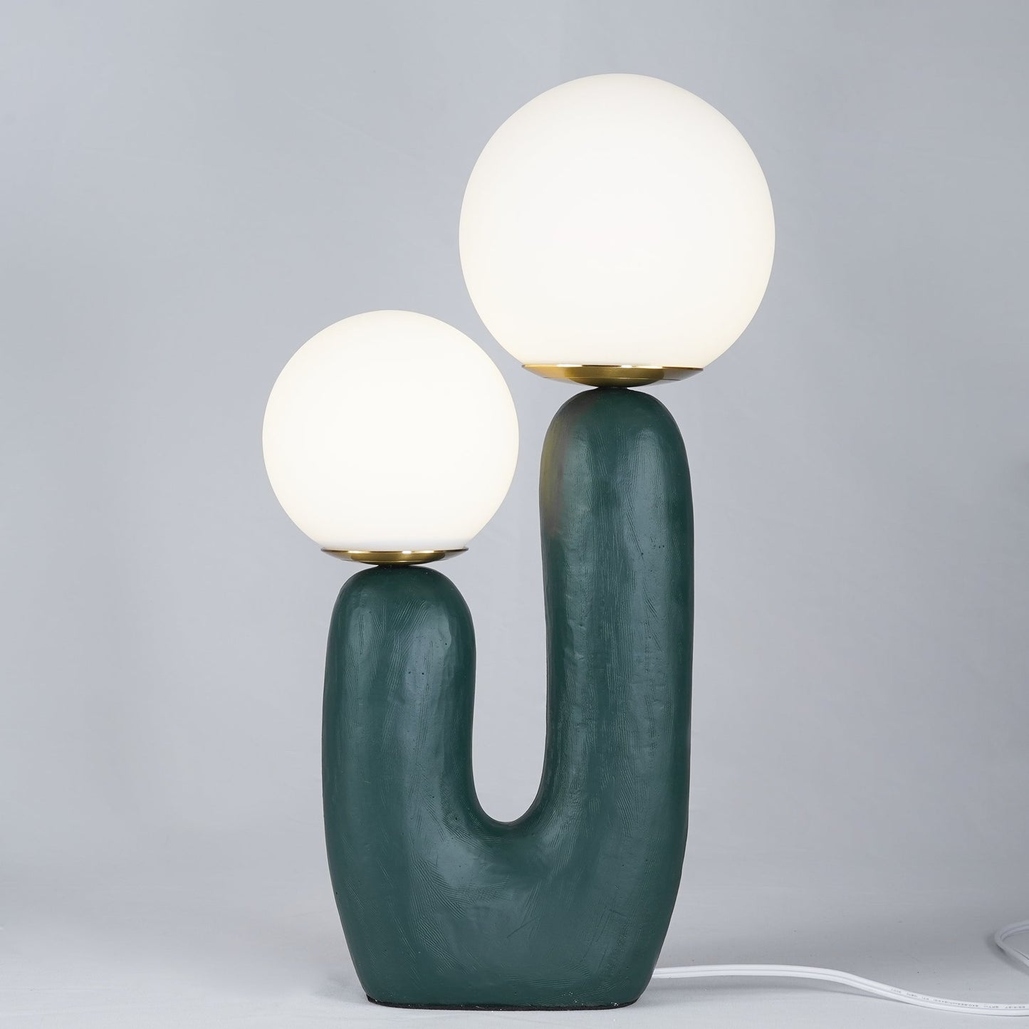 Contemporary Resin and Glass Table Lamp with Natural Accent