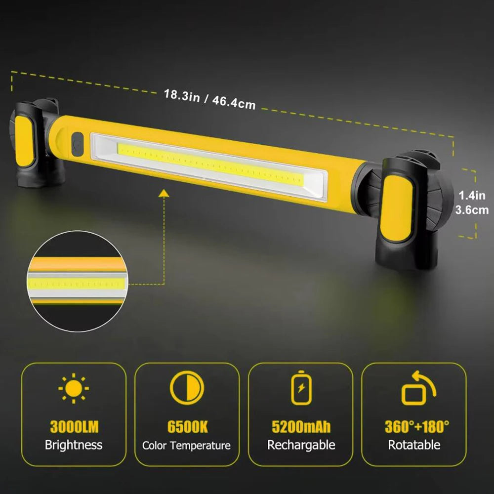 Rechargeable Magnetic LED Work Light with 2400 Lumens
