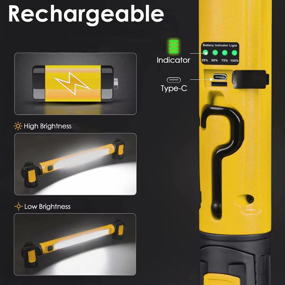 Rechargeable Magnetic LED Work Light with 2400 Lumens