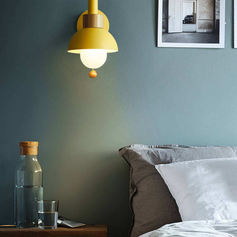 Pastel Cozy Wall Lamp with Pull Cord