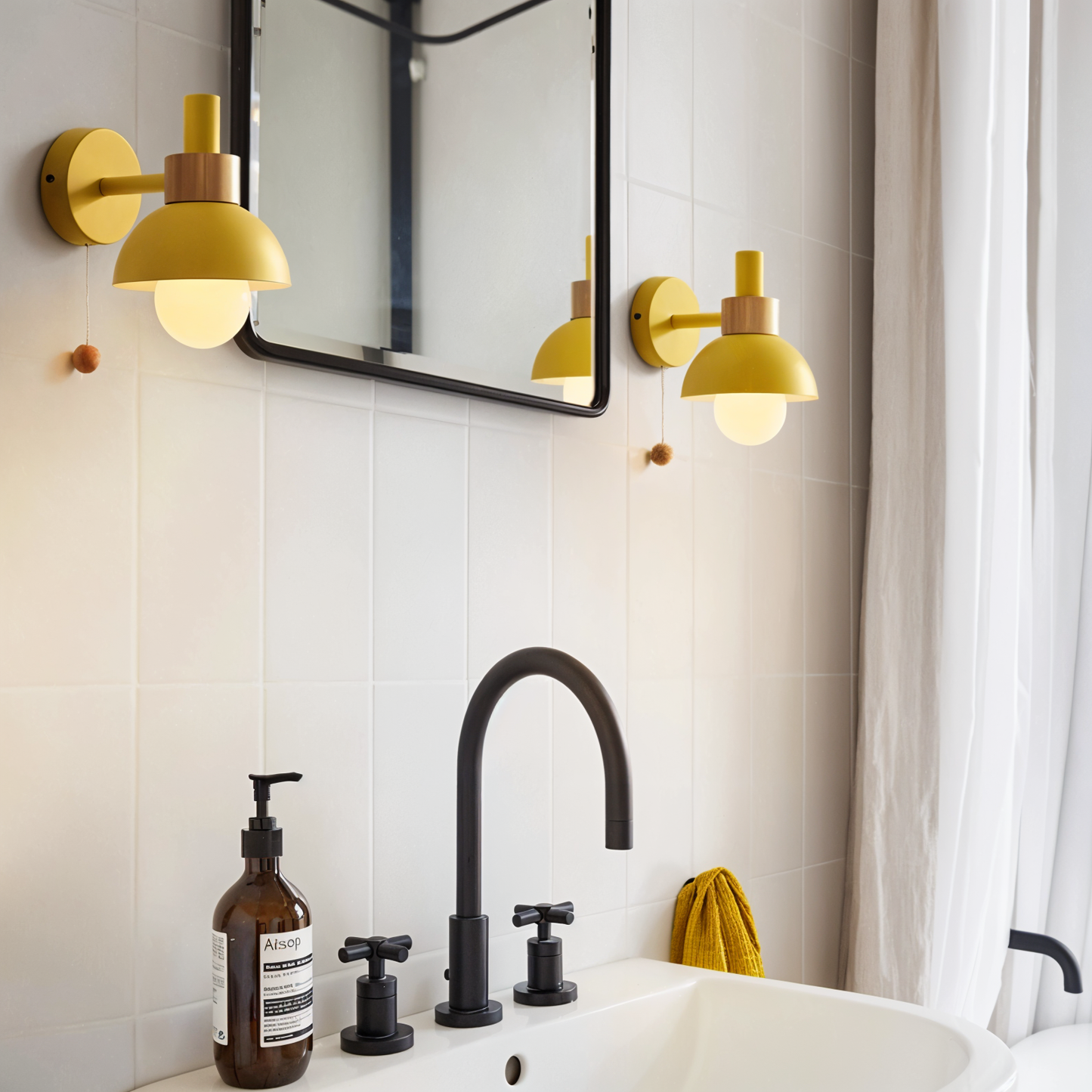 Pastel Cozy Wall Lamp with Pull Cord