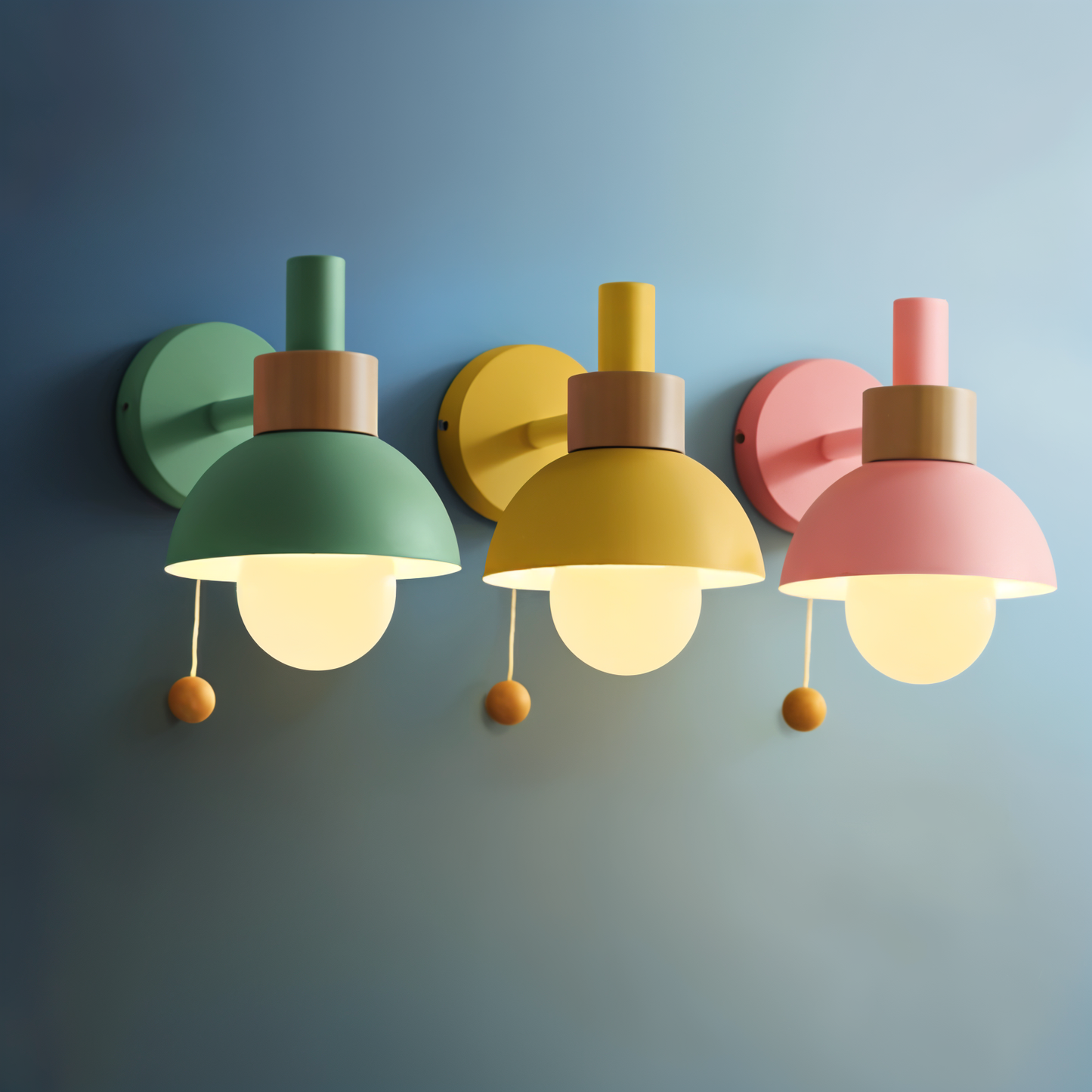 Pastel Cozy Wall Lamp with Pull Cord