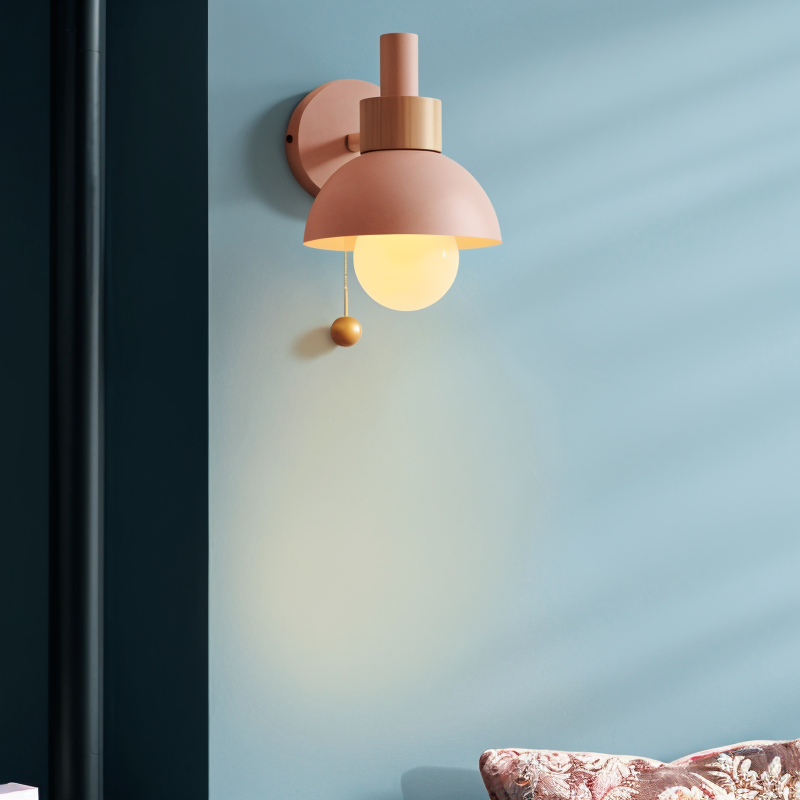 Pastel Cozy Wall Lamp with Pull Cord