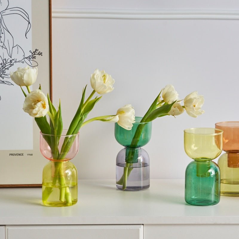 Mini Glass Bud Vase Terrarium Set - Contemporary Hydroponic Planters
