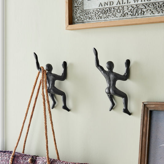 Cast Iron Black Wall Climber Hooks Set of 2