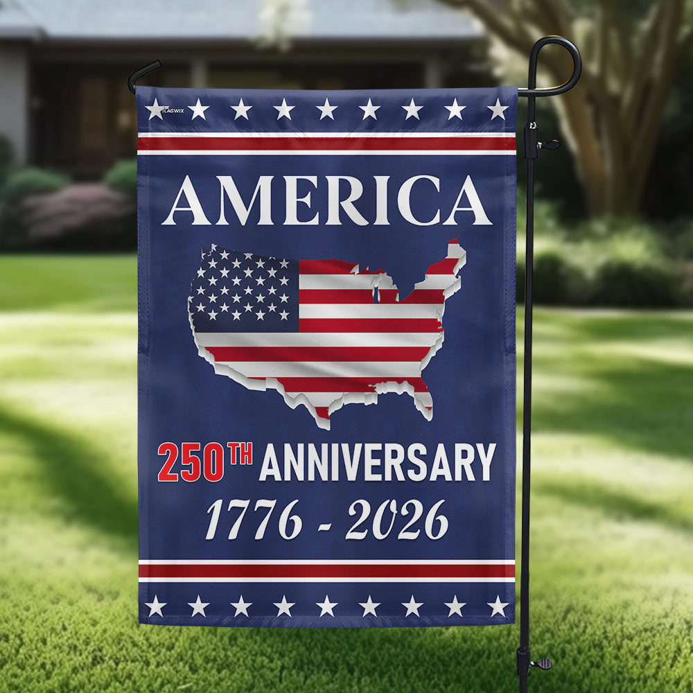 American Flag 250th Anniversary Map Flag Double-Sided Patriotic Decor