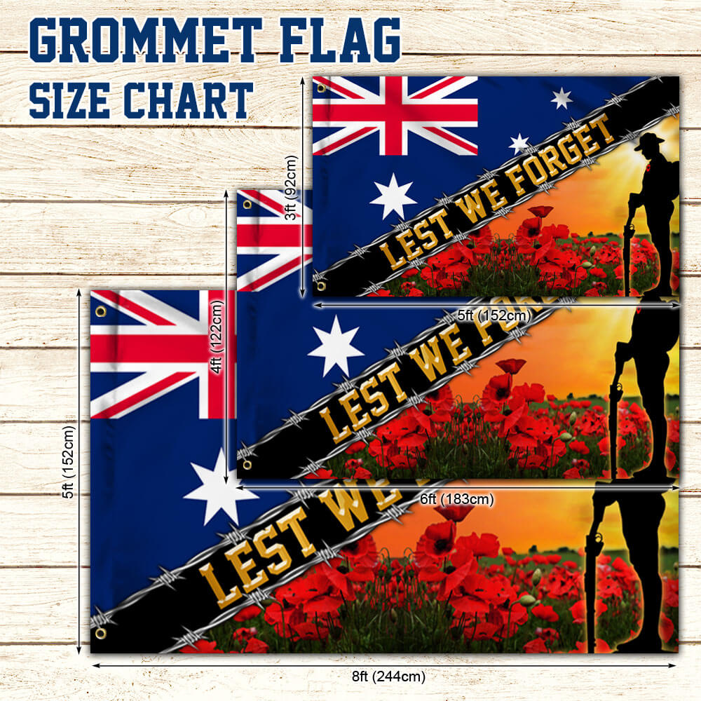 Australia Day Remembrance Flag with Poppy, Double-Sided Canvas Grommet Flag