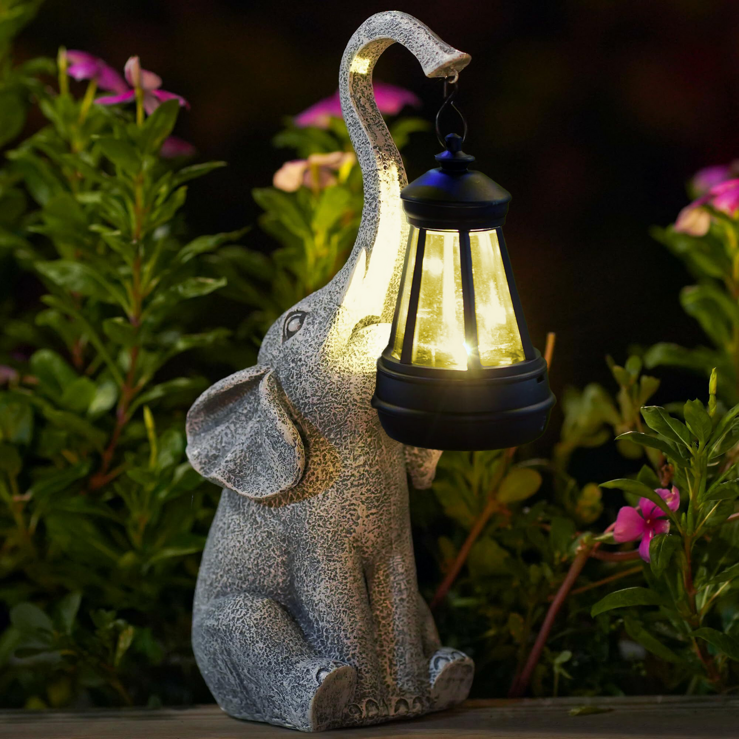 Solar-Powered Elephant Table Lamp for Indoor and Outdoor Decor