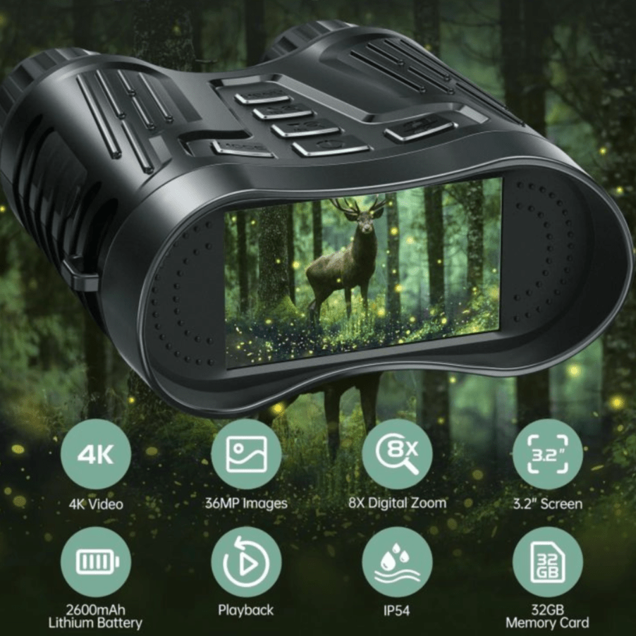 Ultra HD Night Vision Binoculars with 8X Zoom and 4K Recording