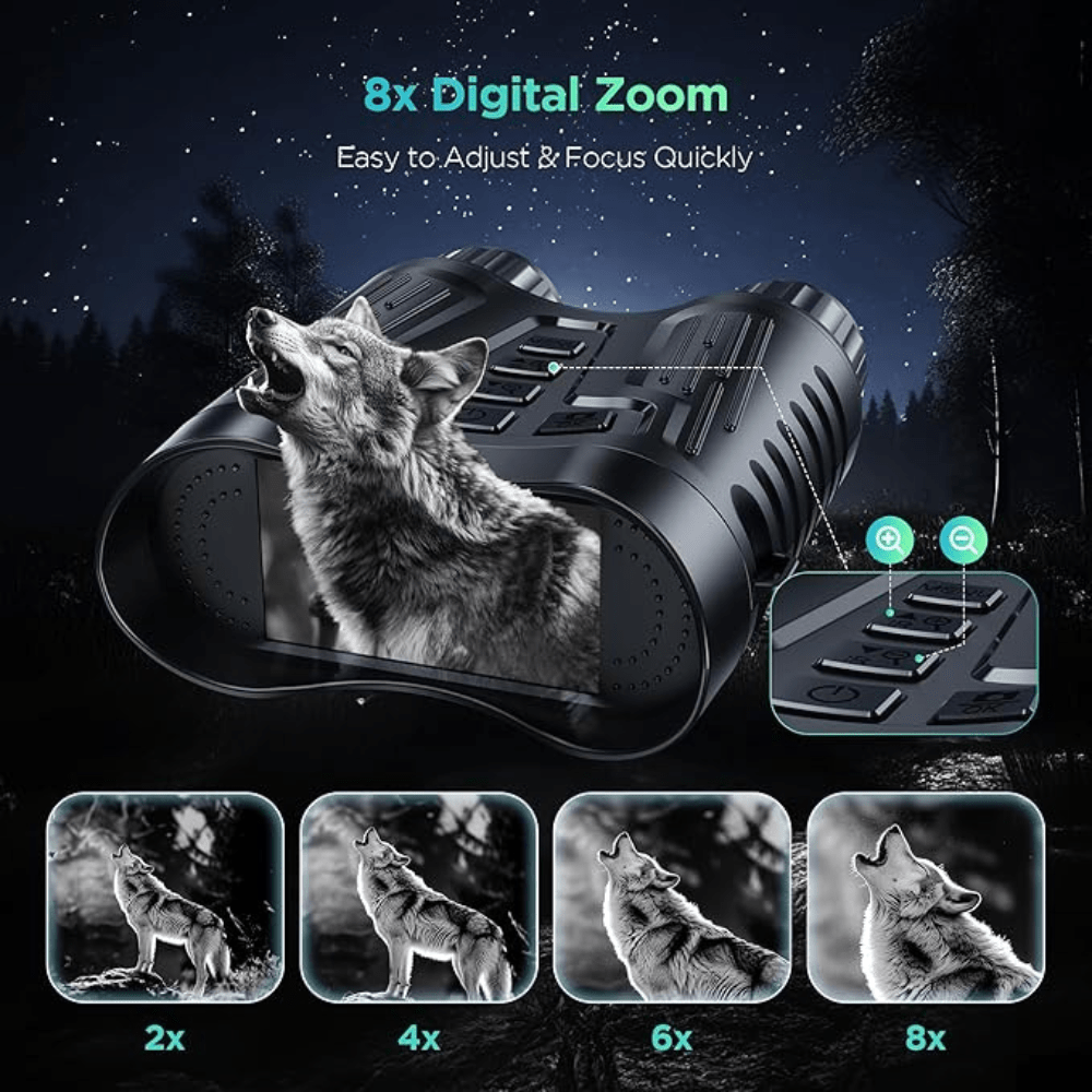 Ultra HD Night Vision Binoculars with 8X Zoom and 4K Recording