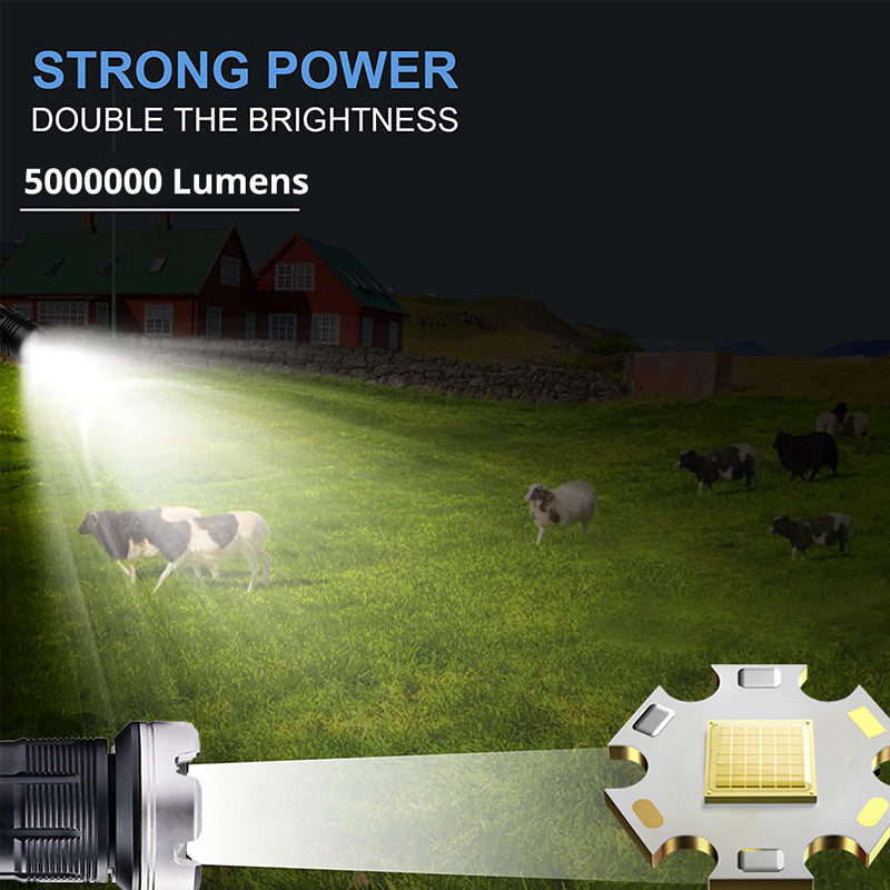 Rechargeable LED Flashlight with Adjustable Focus and 6000 Lumens