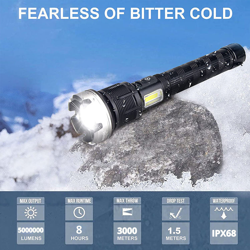 Rechargeable LED Flashlight with Adjustable Focus and 6000 Lumens