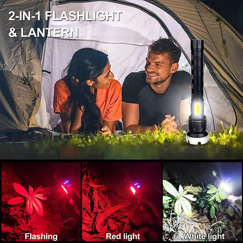 Rechargeable LED Flashlight with Adjustable Focus and 6000 Lumens