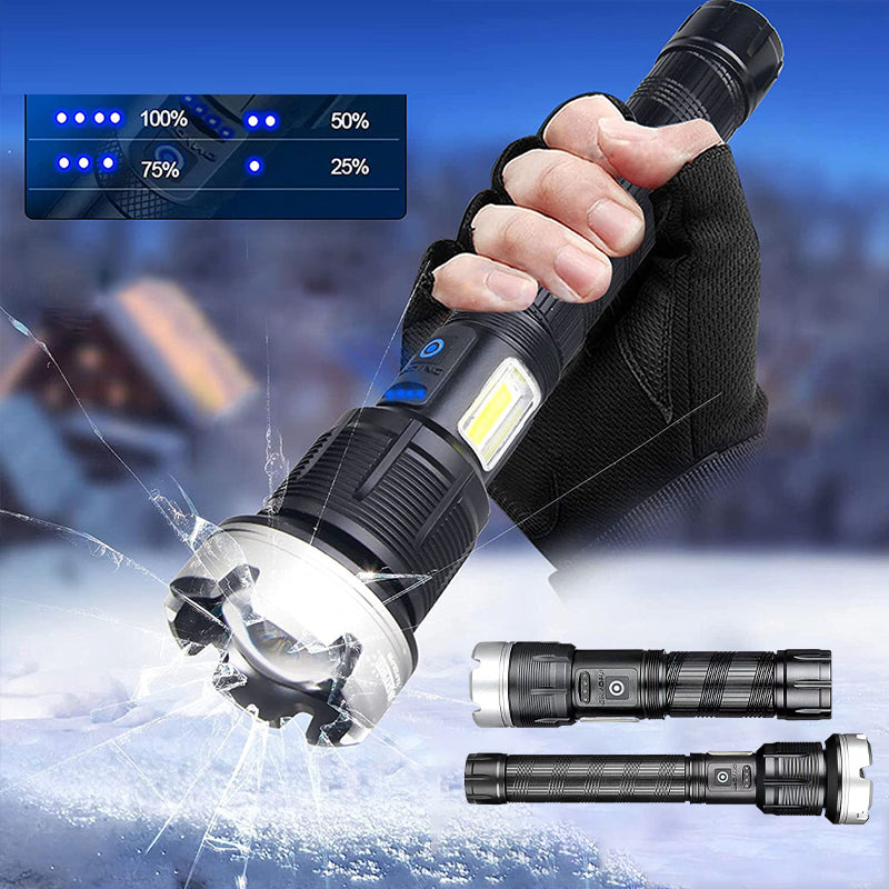 Rechargeable LED Flashlight with Adjustable Focus and 6000 Lumens