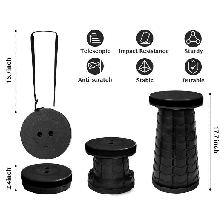 Adjustable Compact Folding Stool for Travel and Outdoor Use
