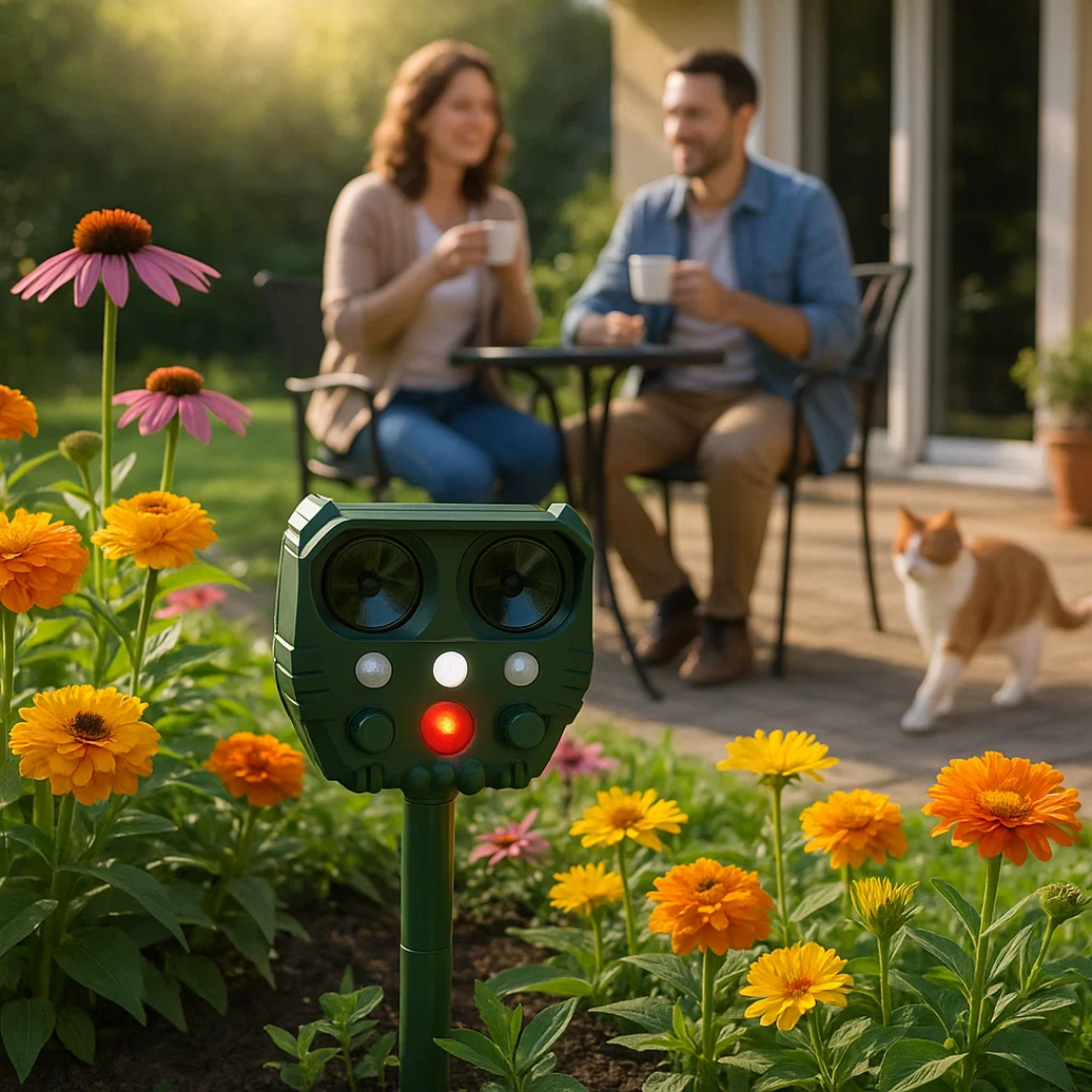 Solar-Powered Ultrasonic Animal Repeller for Cats, Dogs, and Rodents