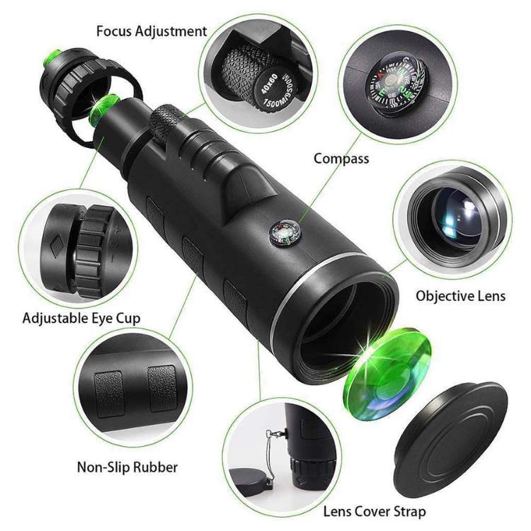 Ultra HD Monocular with Smartphone Adapter and Tripod