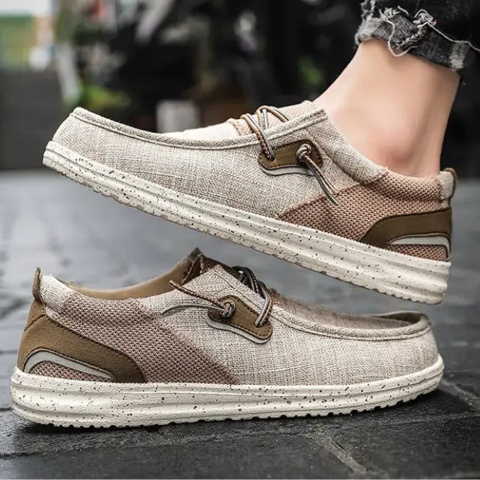 Unisex Lightweight Canvas Slip-On Casual Shoes with Elastic Laces