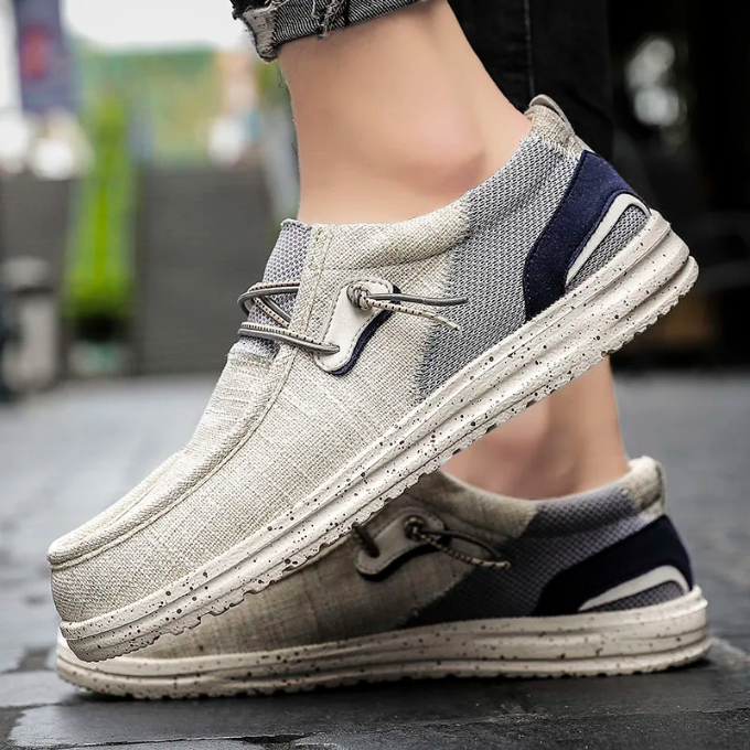 Unisex Lightweight Canvas Slip-On Casual Shoes with Elastic Laces