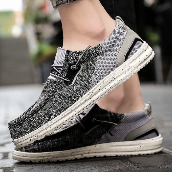 Unisex Lightweight Canvas Slip-On Casual Shoes with Elastic Laces