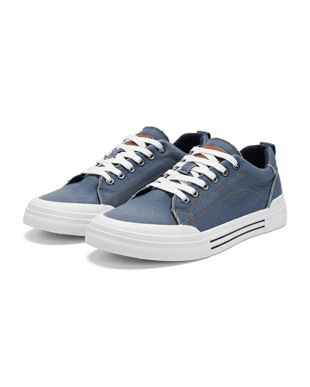 Denim Low-Top Sneakers with Contrast Stitching