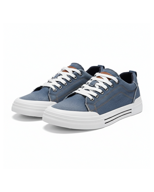 Denim Low-Top Sneakers with Contrast Stitching