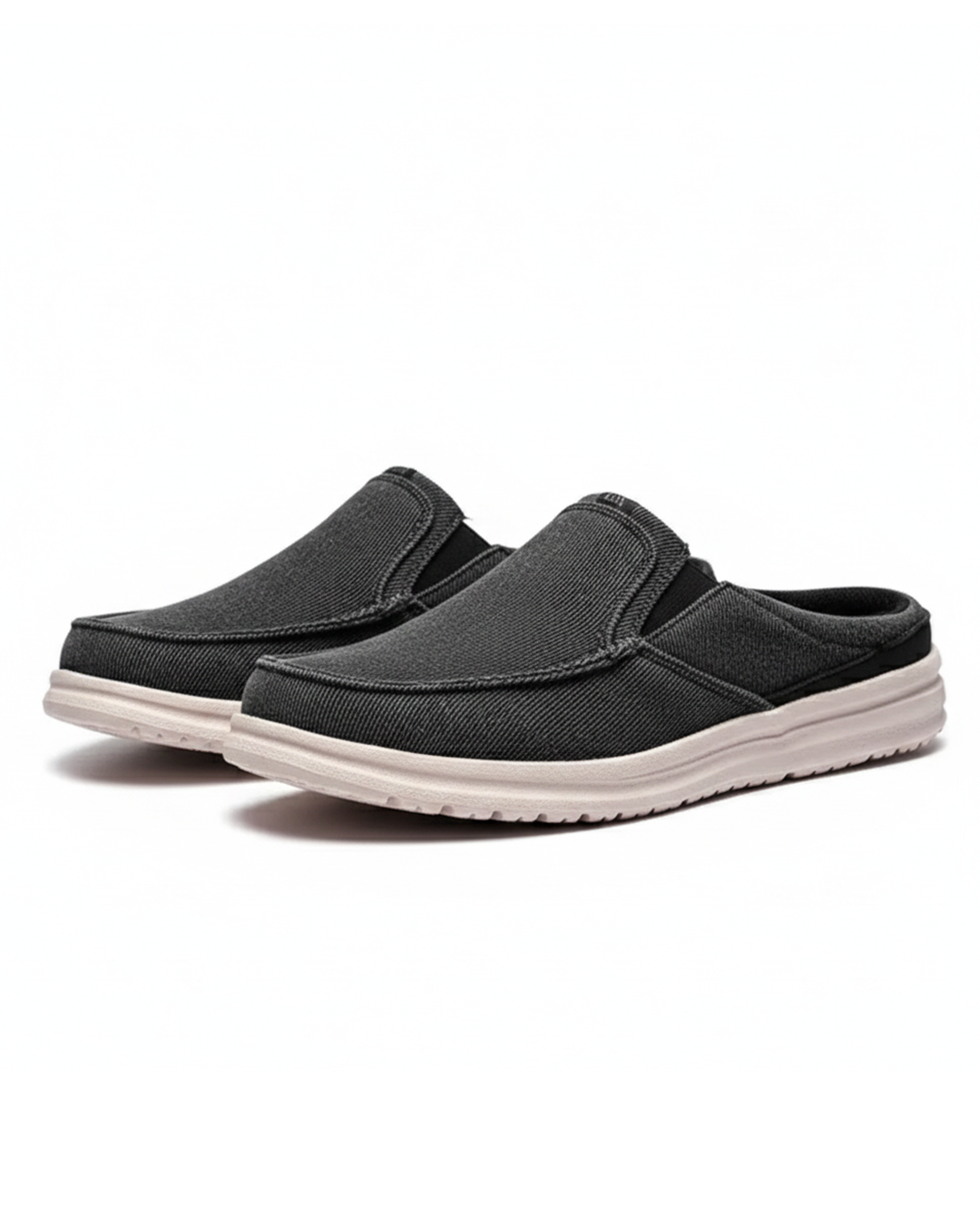 Men's Slip-On Denim Mules with Cushioned Sole