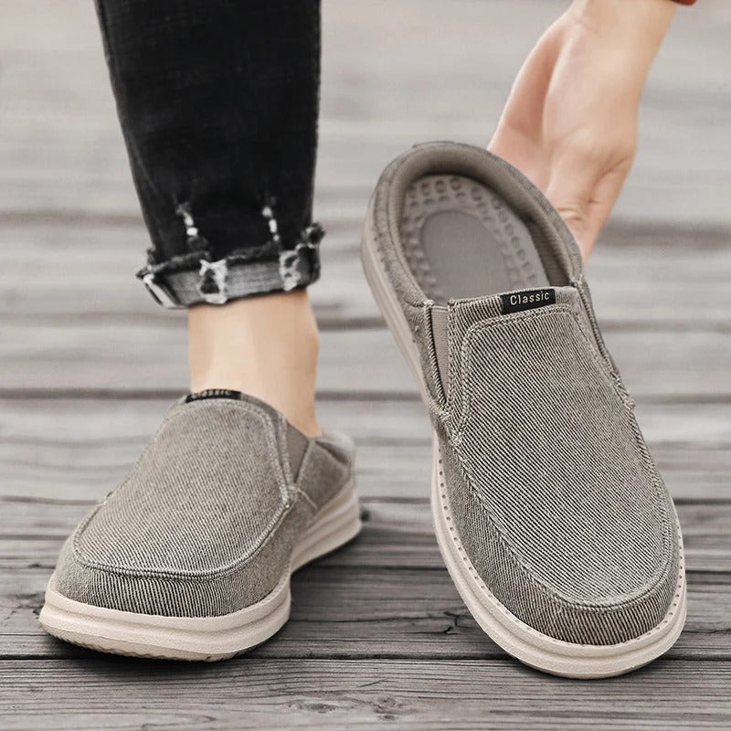 Men's Slip-On Denim Mules with Cushioned Sole